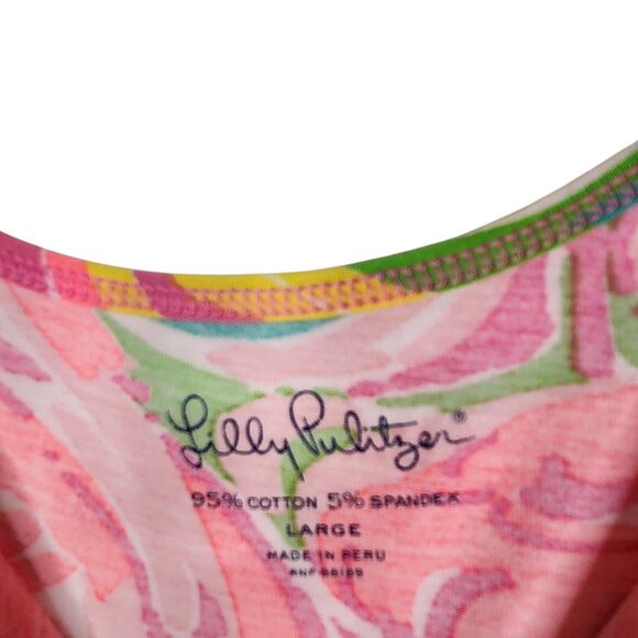 LILLY PULITZER Tank Top Womens Large Pink Swirl Tabbie‎ Summer Sleeveless Shirt - Picture 10 of 10